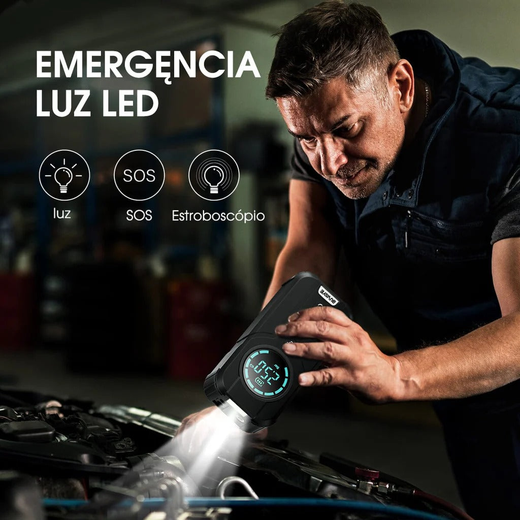 PowerStart 3 em 1 – Calibrador, Compressor e Auxiliar 12V