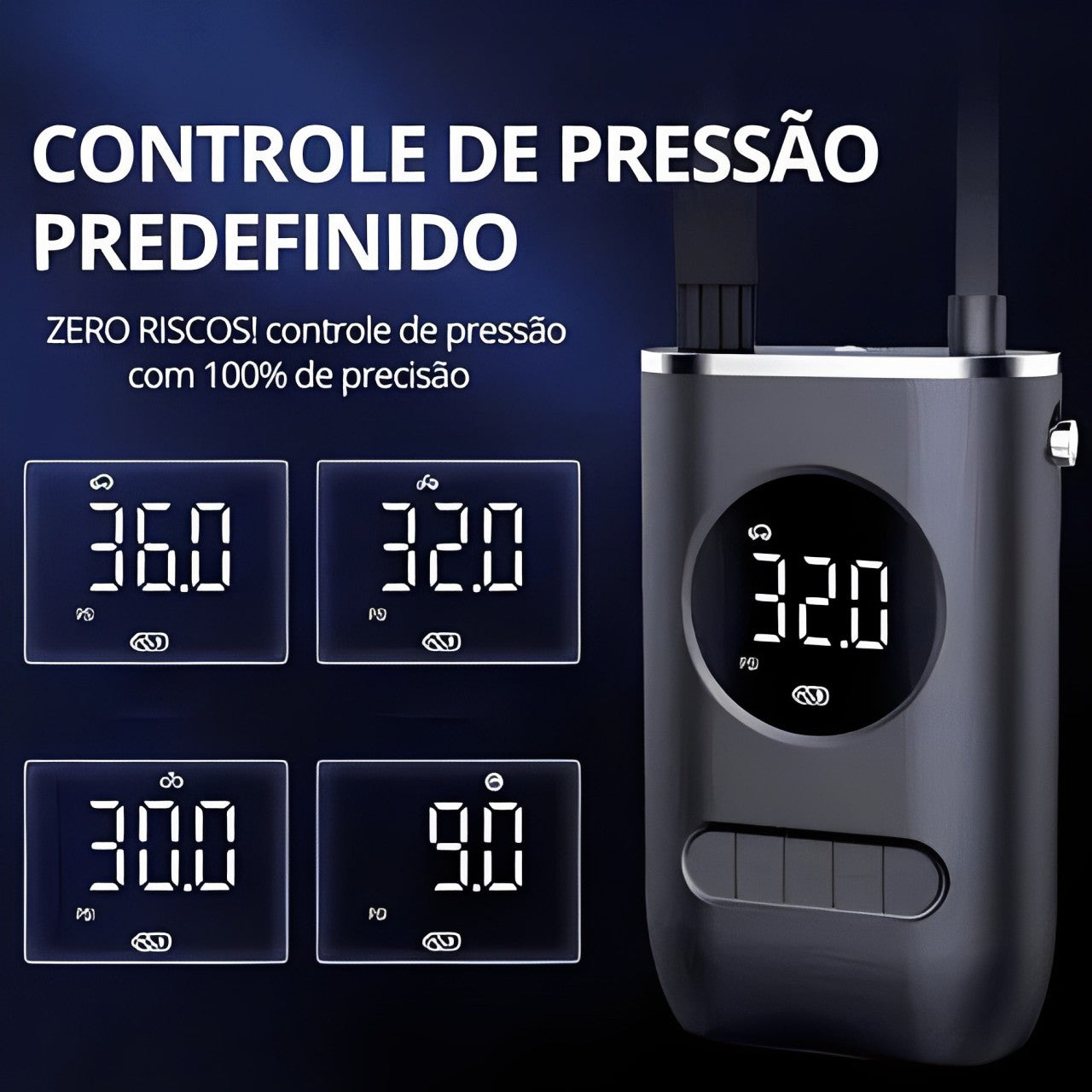 Mini Compressor de Ar Portátil Digital Recarregável – Ncher 150 PSI