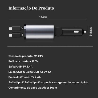 Carregador de Celular Automotivo (4 EM 1) + BRINDE