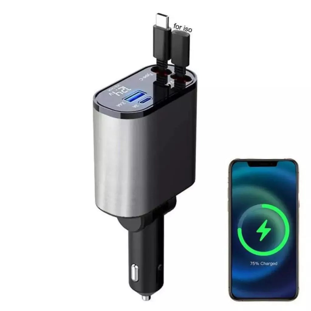 Carregador de Celular Automotivo (4 EM 1) + BRINDE