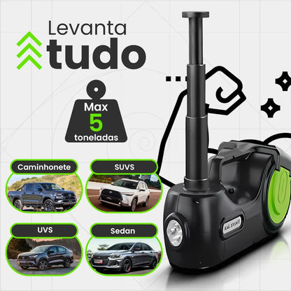 PowerJack 4x1 – Macaco Elétrico com Chave de Impacto e Compressor