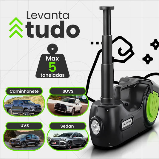 PowerJack 4x1 – Macaco Elétrico com Chave de Impacto e Compressor