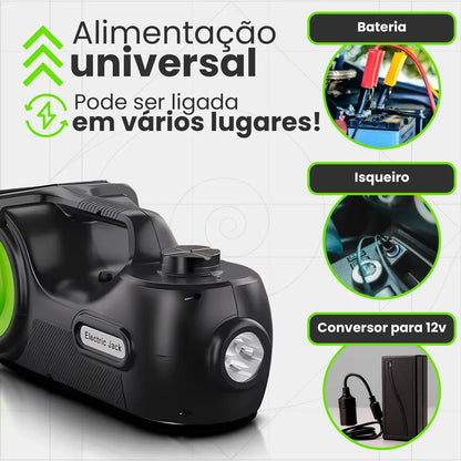 PowerJack 4x1 – Macaco Elétrico com Chave de Impacto e Compressor