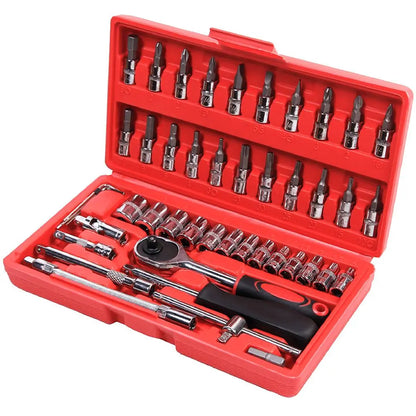Maleta De Soquete De Aço Anti Ferrugem - 46 Peças